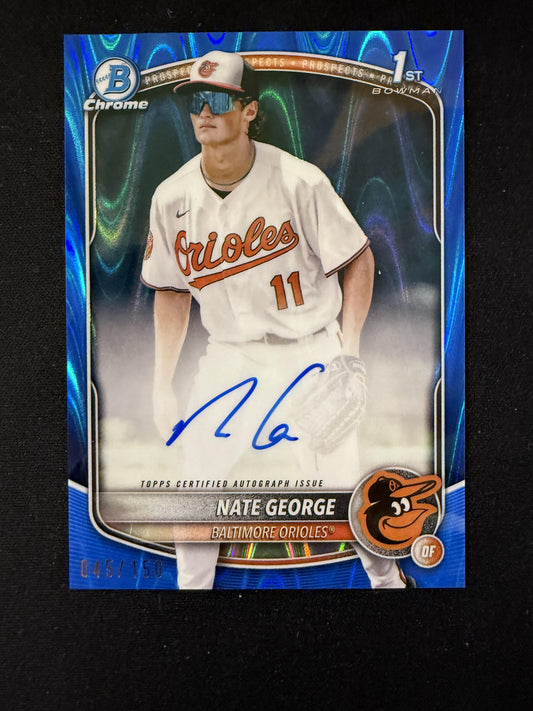#CPA Nate George 2025 Bowman Chrome SN Orioles Blue Wave AutoNG