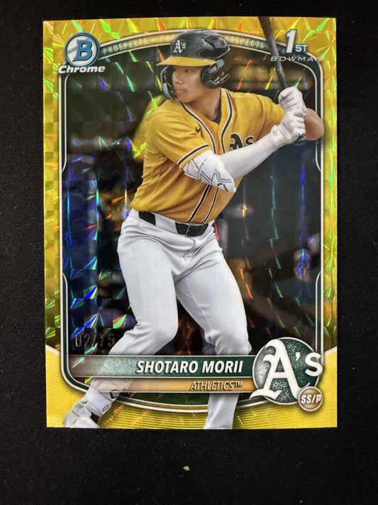 #BCP-170 SHOTARO MORII 2025 BOWMAN CHROME YELLOW GEOMETRIC REFRACTOR /75