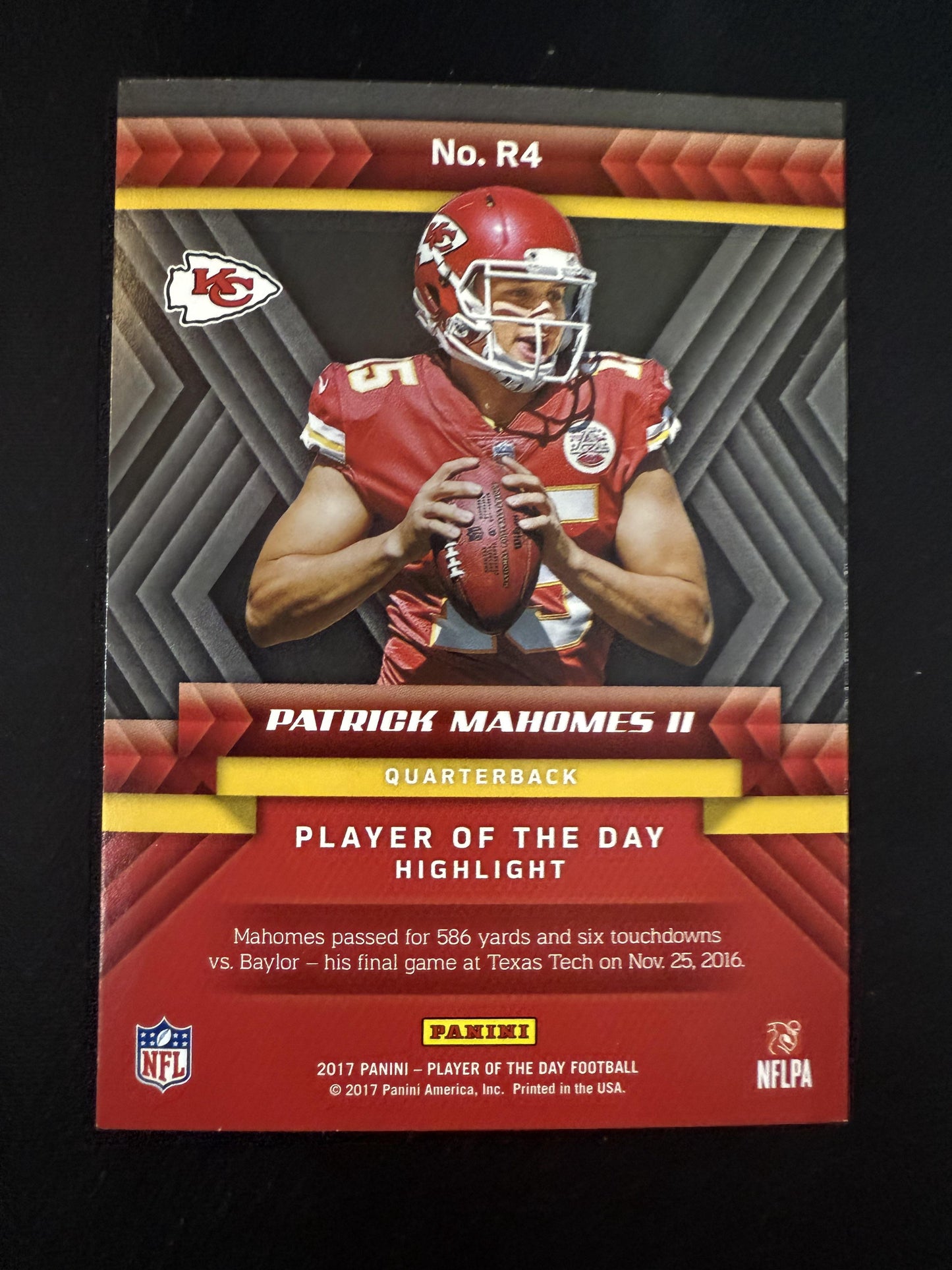 #R4 Patrick Mahomes II 2017 Panini Player of the Day Kansas City Chiefs Rookies