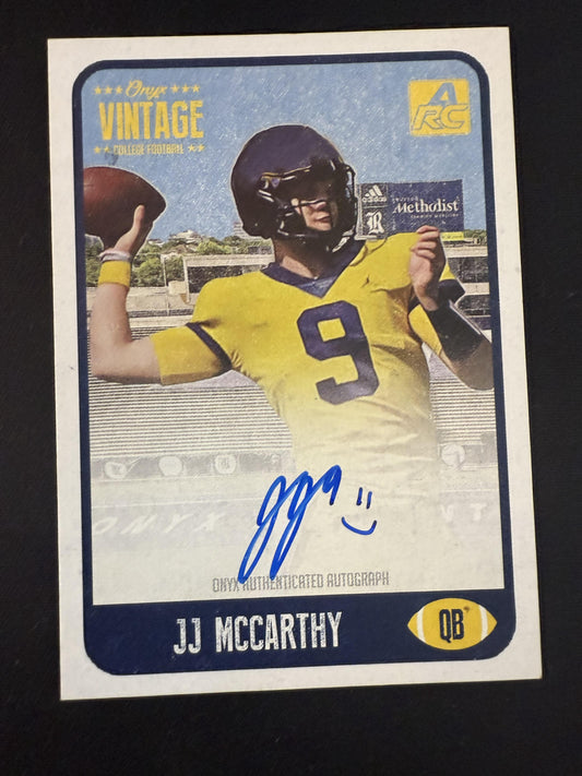 #CAJM1 JJ McCarthy 2021 Onyx Vintage Auto Wolverines Blue Signatures
