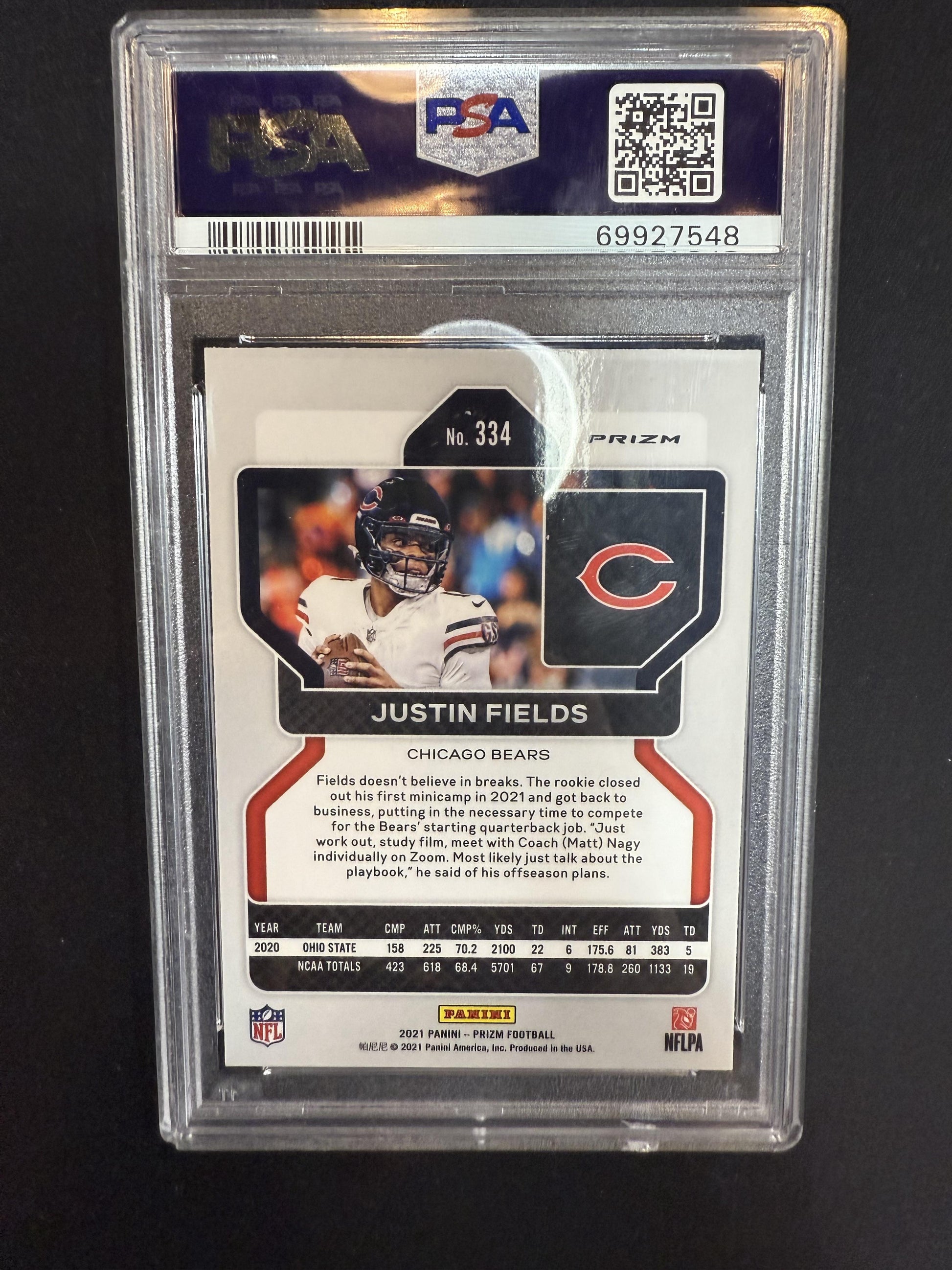 #334 Justin Fields 2021 Panini Prizm RC Rookie Chicago Bears sports Disco