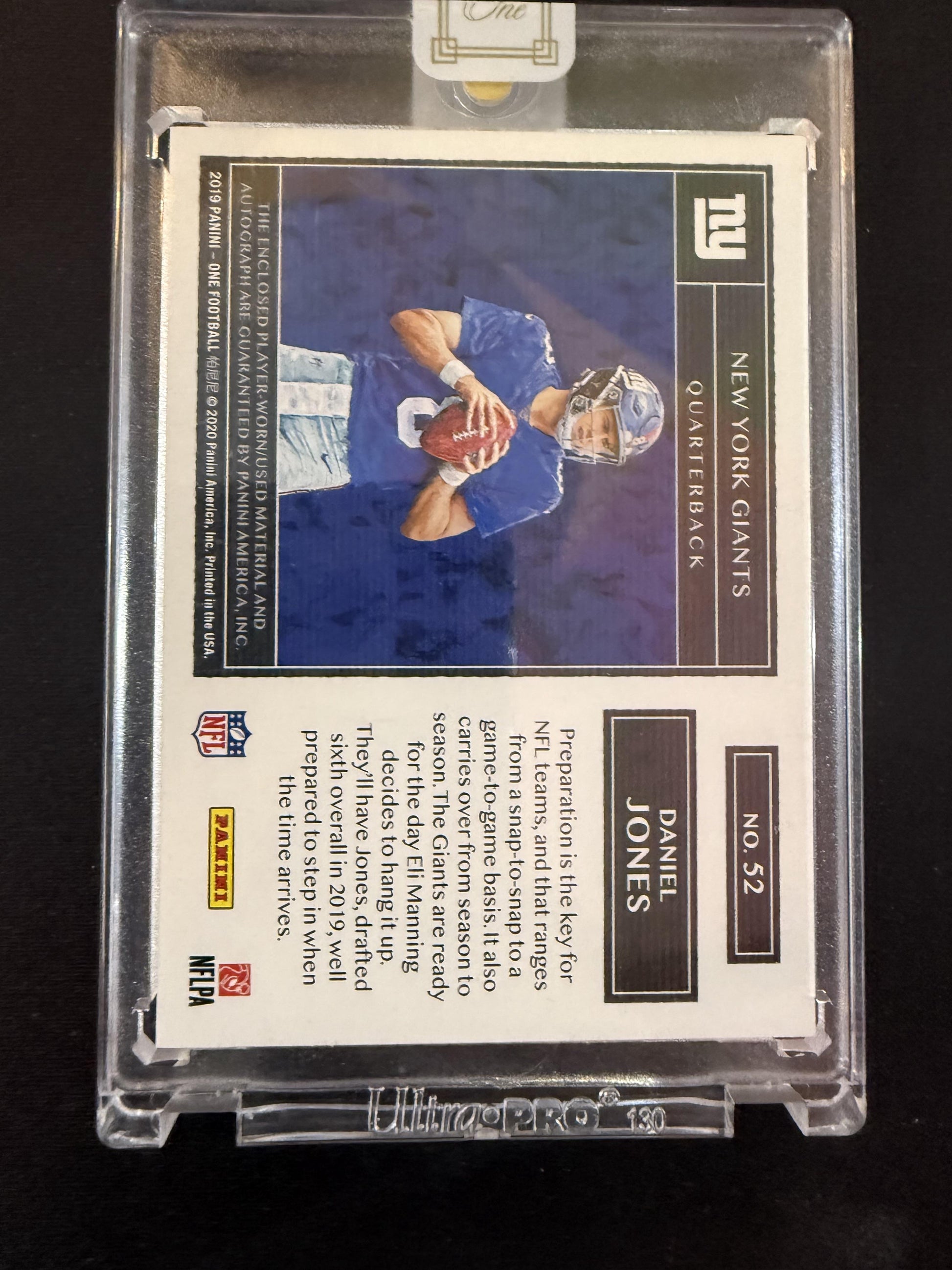 #52 Daniel Jones 2019 Panini One SN,RC,MEM,AU Rookie Auto #/25 Giants Bronze
