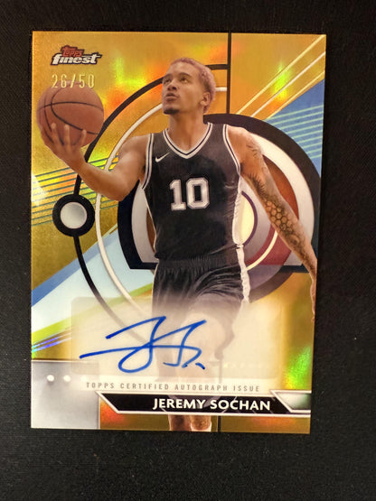 #FA-JS Jeremy Sochan 2024-25 Finest SN,AU Auto #/50 San Antonio Spurs Gold