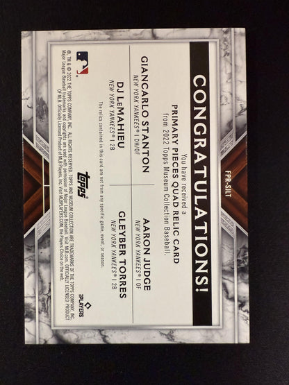 #FPR-SJLT JUDGE/STANTON/LEMAHEIU/TORRES 2022 TOPPS MUSEUM COLLECTION PATCH /99