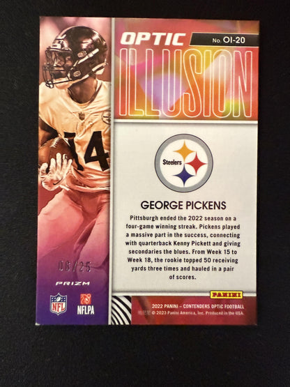 #OI-20 George Pickens 2022 Contenders Optic /25 Optic Illusion Black Scope