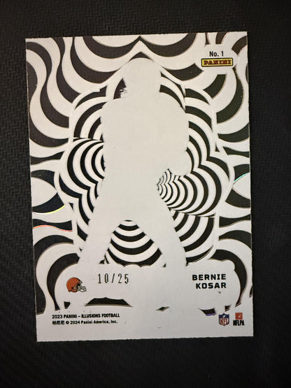 #1 Bernie Kosar 2023 Panini Illusions SN #/25 Cleveland Browns Funkadelic Gold