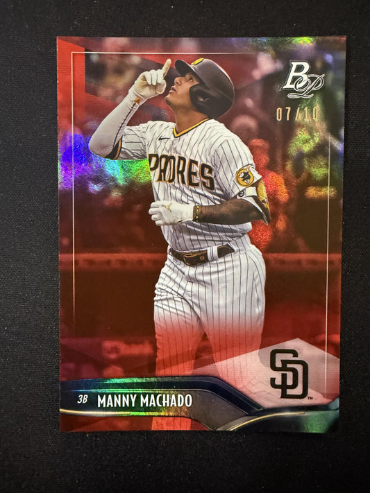 #62 Manny Machado 2021 Bowman Platinum SN #/10 San Diego Padres sports Red