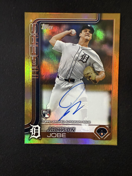 #490 Jackson Jobe 2025 Topps /50 Tigers Flagship Real One Autographs Gold Foil
