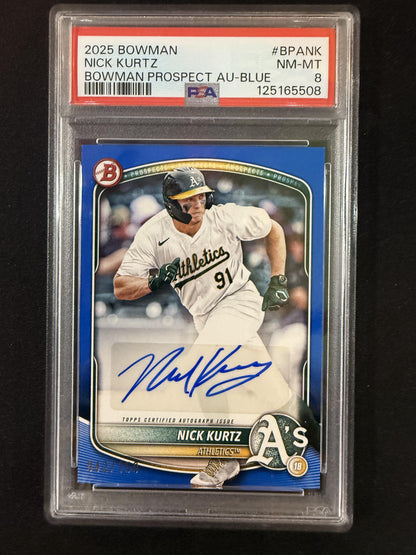 #BPA-NK Nick Kurtz 2025 Bowman SN,AU Auto #/150 Athletics Prospects Auto Blue