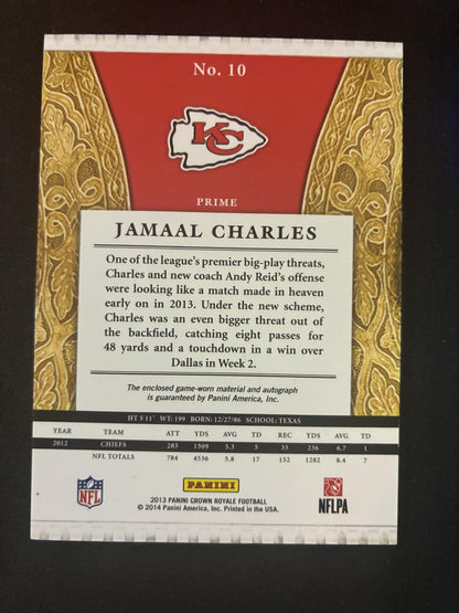 #10 Jamaal Charles 2013 Panini Crown Royale /49 Chiefs Silhouette Auto