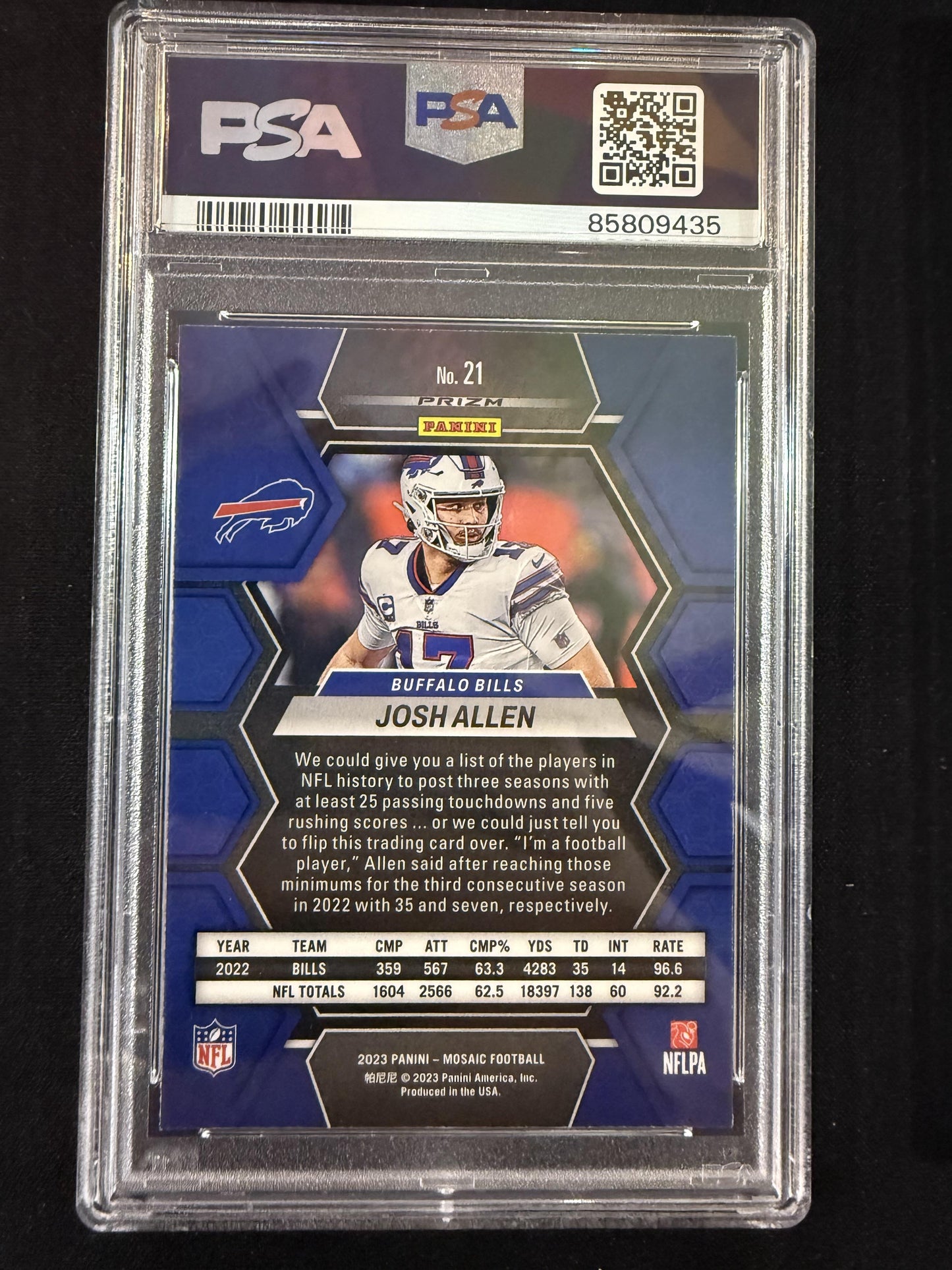#21 Josh Allen 2023 Panini Mosaic Buffalo Bills sports Reactive Blue Mosaic