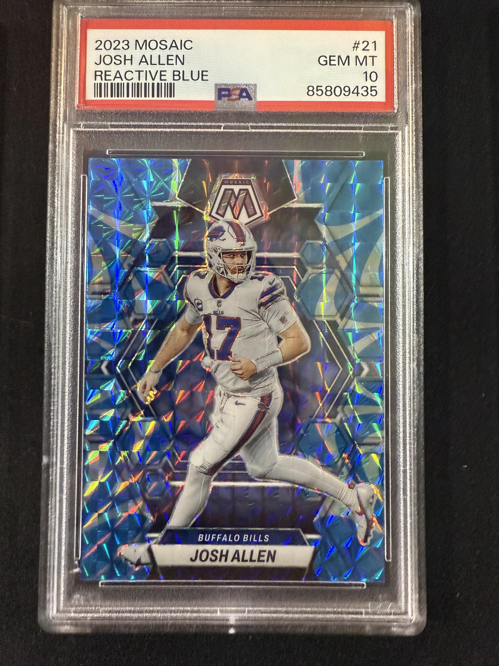 #21 Josh Allen 2023 Panini Mosaic Buffalo Bills sports Reactive Blue Mosaic