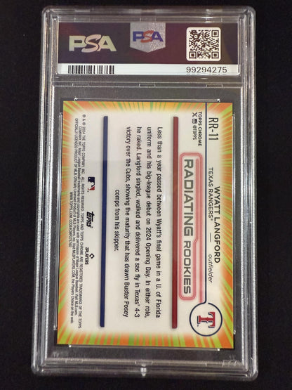 #RR-11 Wyatt Langford 2024 Topps Chrome Texas Rangers Radiating Rookies