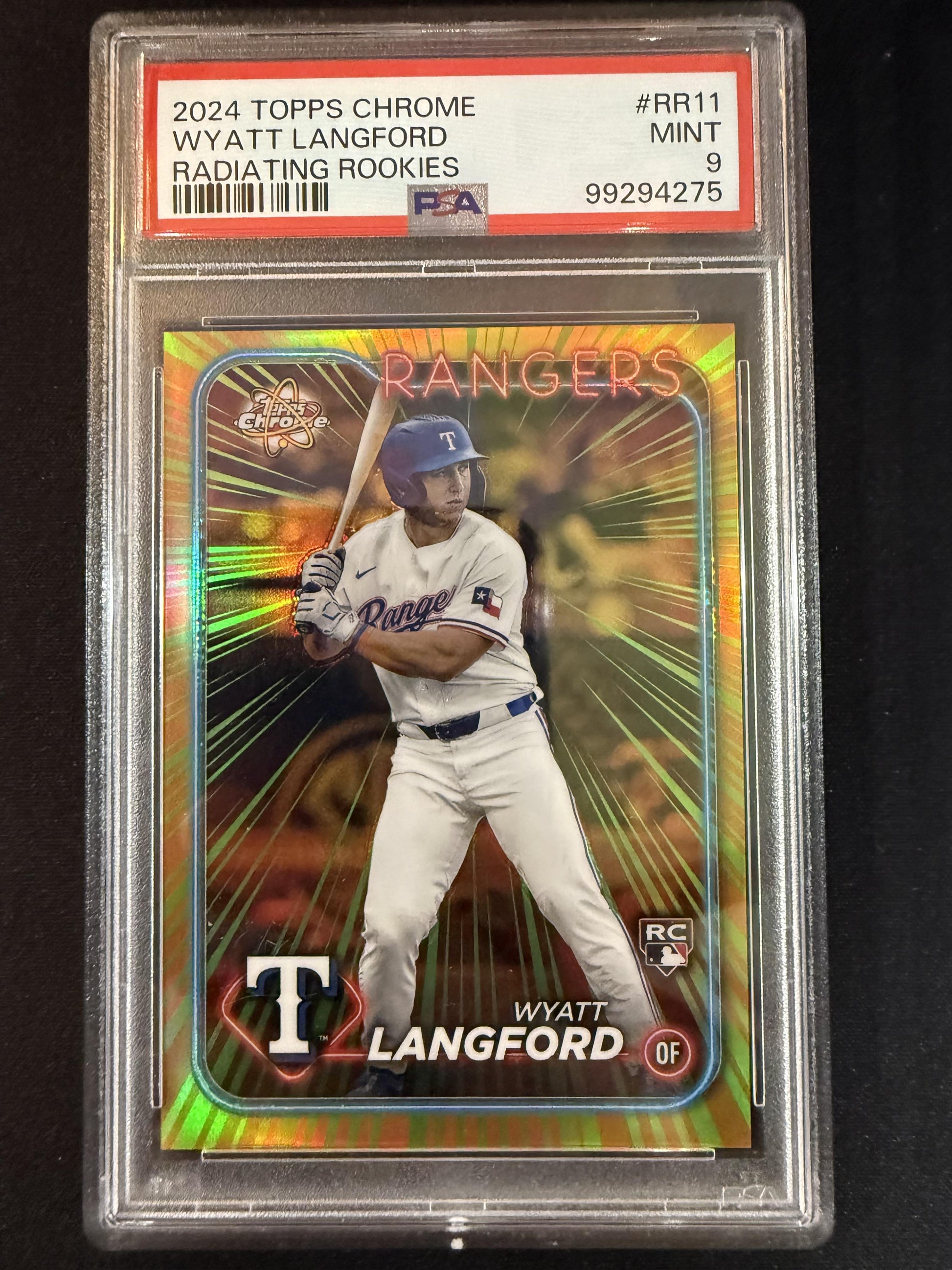 #RR-11 Wyatt Langford 2024 Topps Chrome Texas Rangers Radiating Rookies