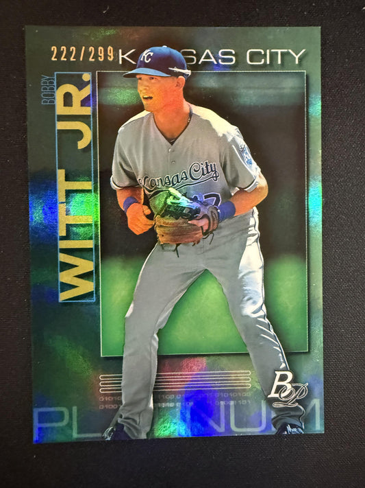 #TOP-25 Bobby Witt Jr. 2020 Bowman Platinum SN #/299 Royals Top Prospects Teal