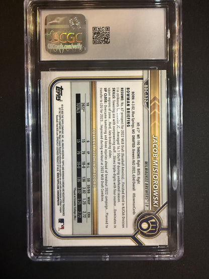 #BDC-132 Jacob Misiorowski 2022 Bowman Draft Milwaukee Brewers sports Chrome