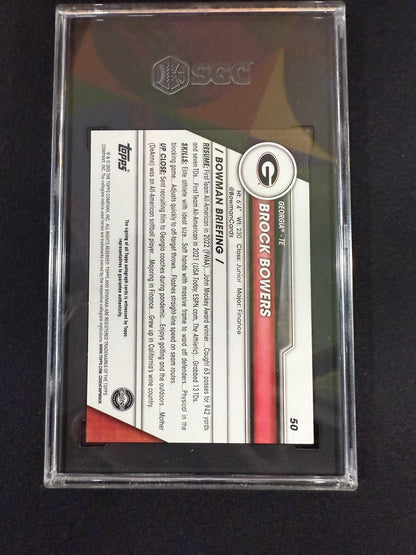 #50 Brock Bowers 2023 Bowman University Chrome AU Auto Bulldogs Chrome Prospect