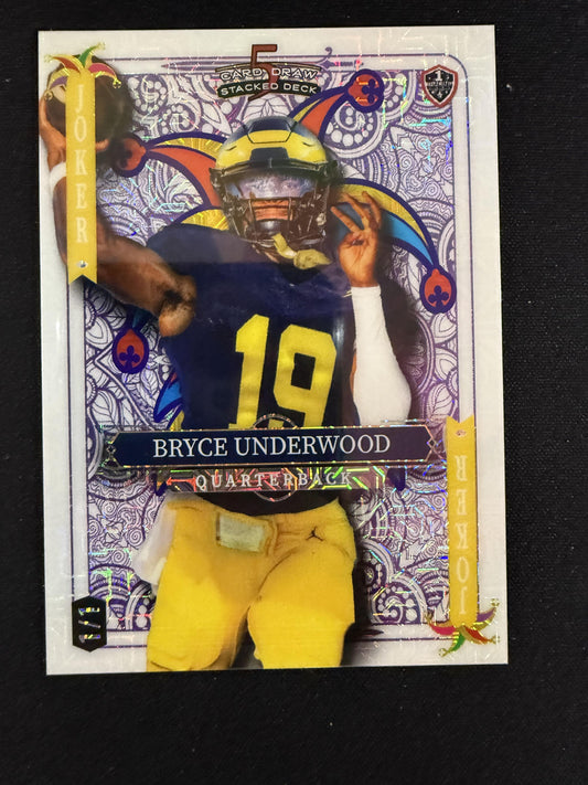 #SDPJ-BUN Bryce Underwood 2024 Wild Card 5 Card Draw White Joker /1 Wolverines