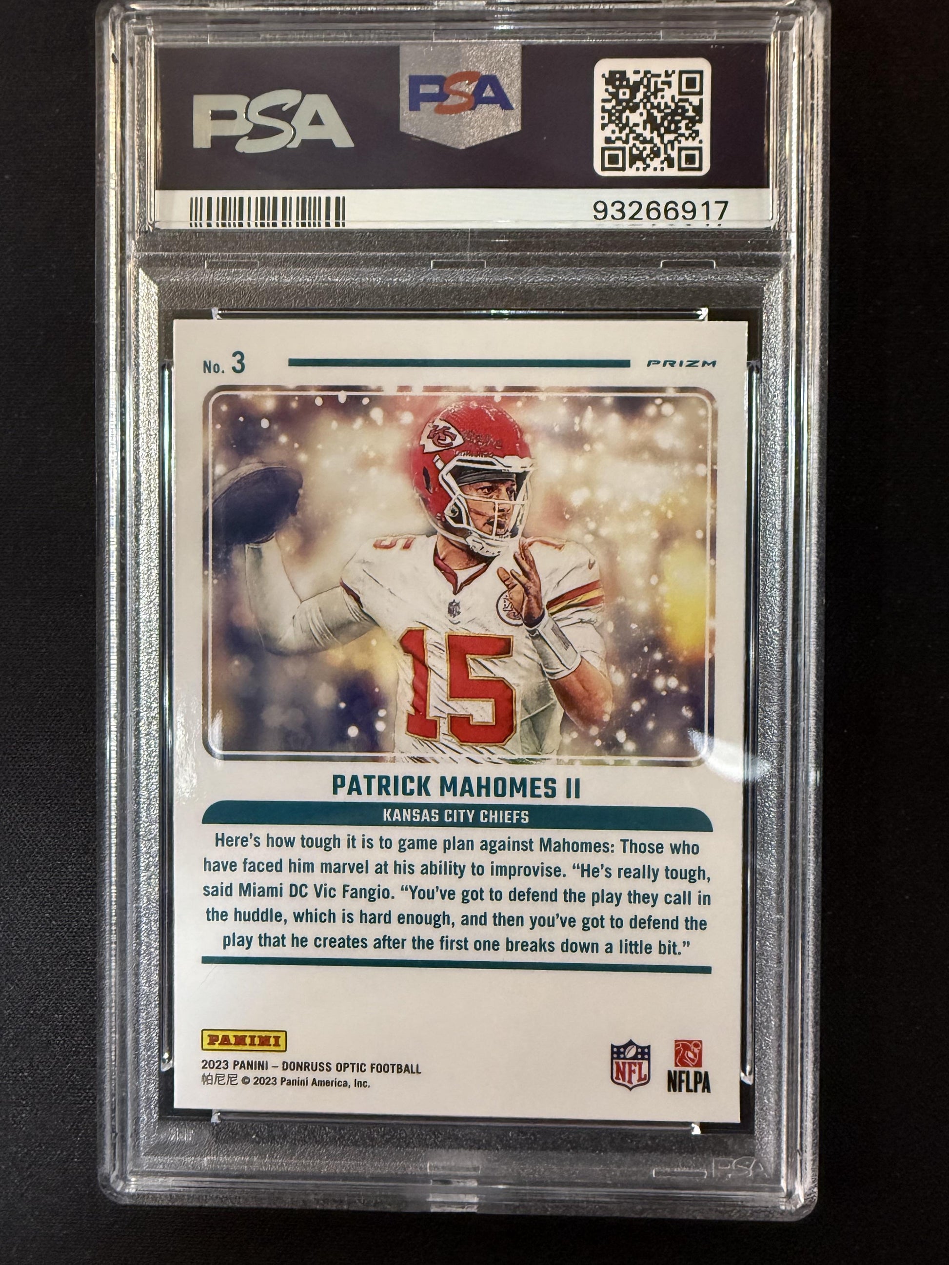 #3 Patrick Mahomes II 2023 Donruss Optic Kansas City Chiefs sports Mythical