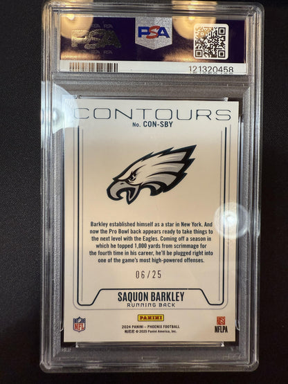 #CON-SBY Saquon Barkley 2024 Panini Phoenix SN #/25 Eagles Contours Green