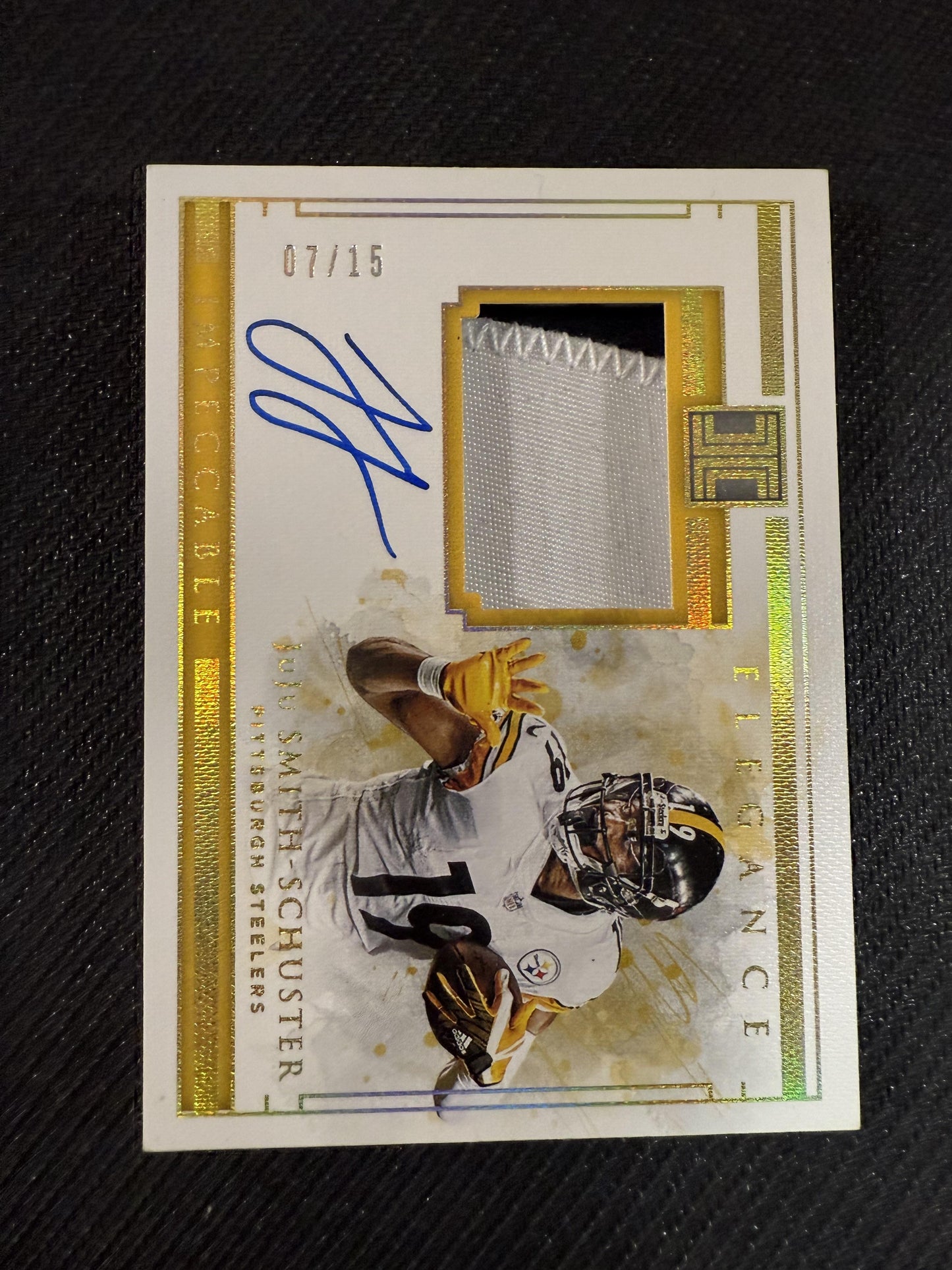 #EV-JUJU JuJu Smith-Schuster 2019 Panini Impeccable /15 Patch Autos Gold
