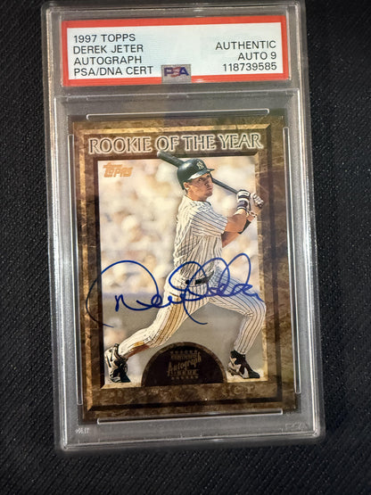 #NNO Derek Jeter 1997 Topps AU Auto Yankees Derek Jeter Rookie of the Year
