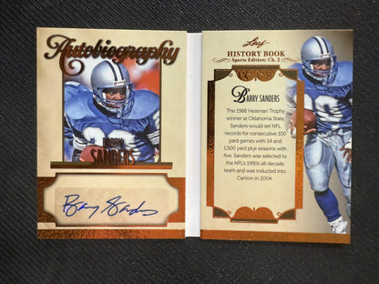 #A-BSI BARRY SANDERS 2025 LEAF HISTORY BOOK CHAPTER 2 AUTOBIOGRAPHY AUTO /25