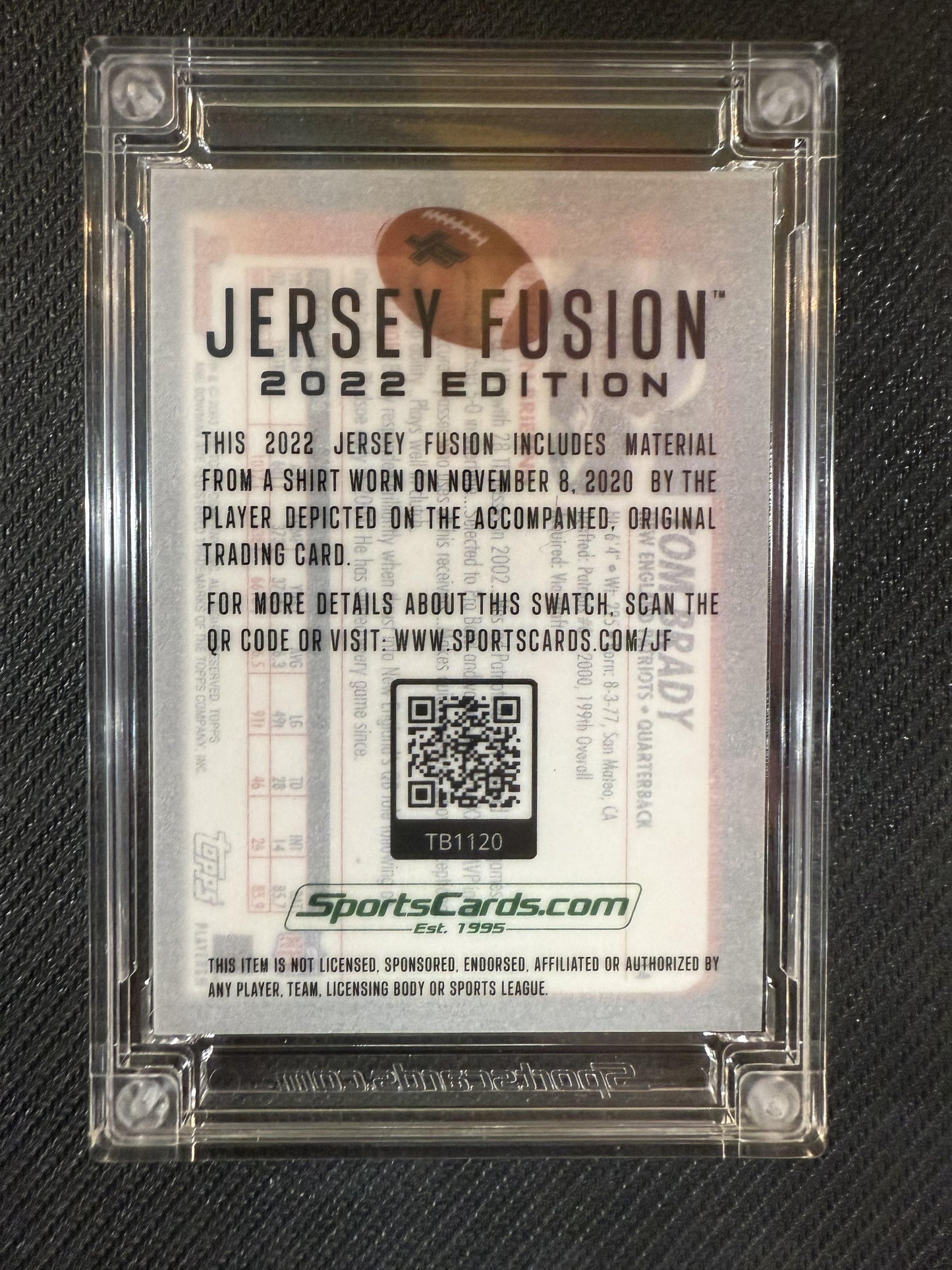 TOM BRADY 2022 JERSEY FUSION GAME WORN PATCH