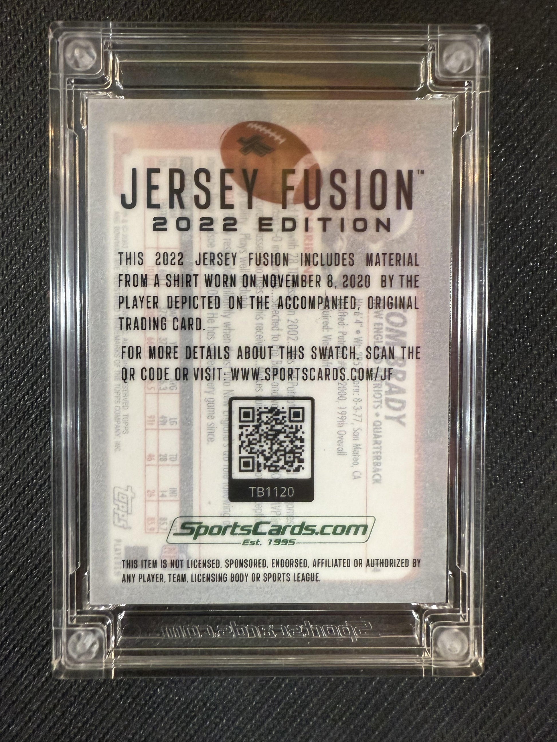 TOM BRADY 2022 JERSEY FUSION GAME WORN PATCH