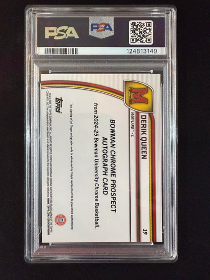 #19 Derik Queen 2024-25 Bowman University Chrome Autographs Green Wave Refractor