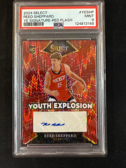 #YE-SHP Reed Sheppard 2024 Panini Select Auto /99 Youth Explosion Red Flash