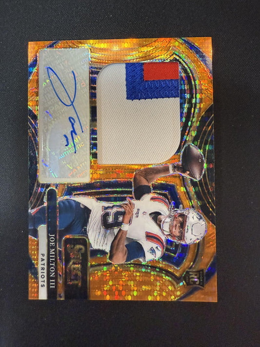 #JRSS-JMN Joe Milton III 2024 Panini Select Auto /35 Patriots Neon Orange Pulsar