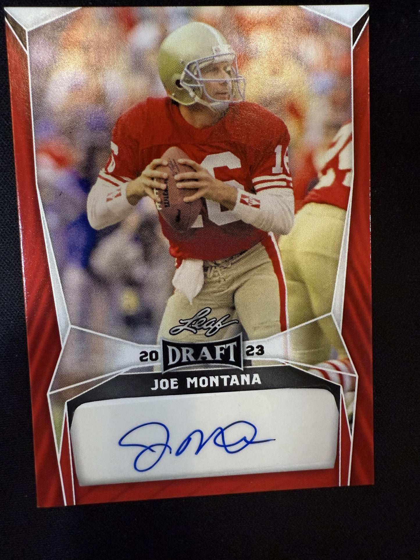 #BA-JM6 Joe Montana 2023 Leaf Draft AU Auto San Francisco 49ers Autographs Red