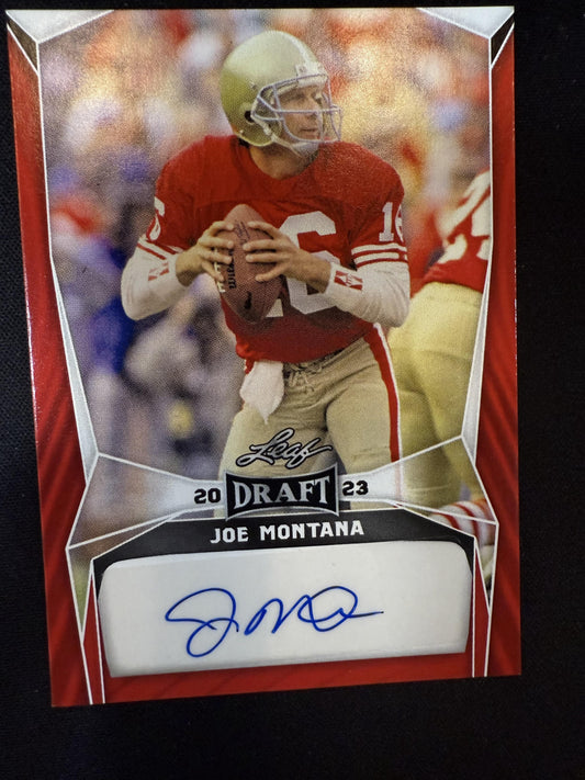 #BA-JM6 Joe Montana 2023 Leaf Draft AU Auto San Francisco 49ers Autographs Red
