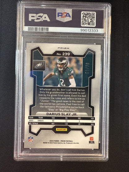 #239 Darius Slay Jr. 2023 Panini Prizm SN #/70 Philadelphia Eagles No Huddle Red