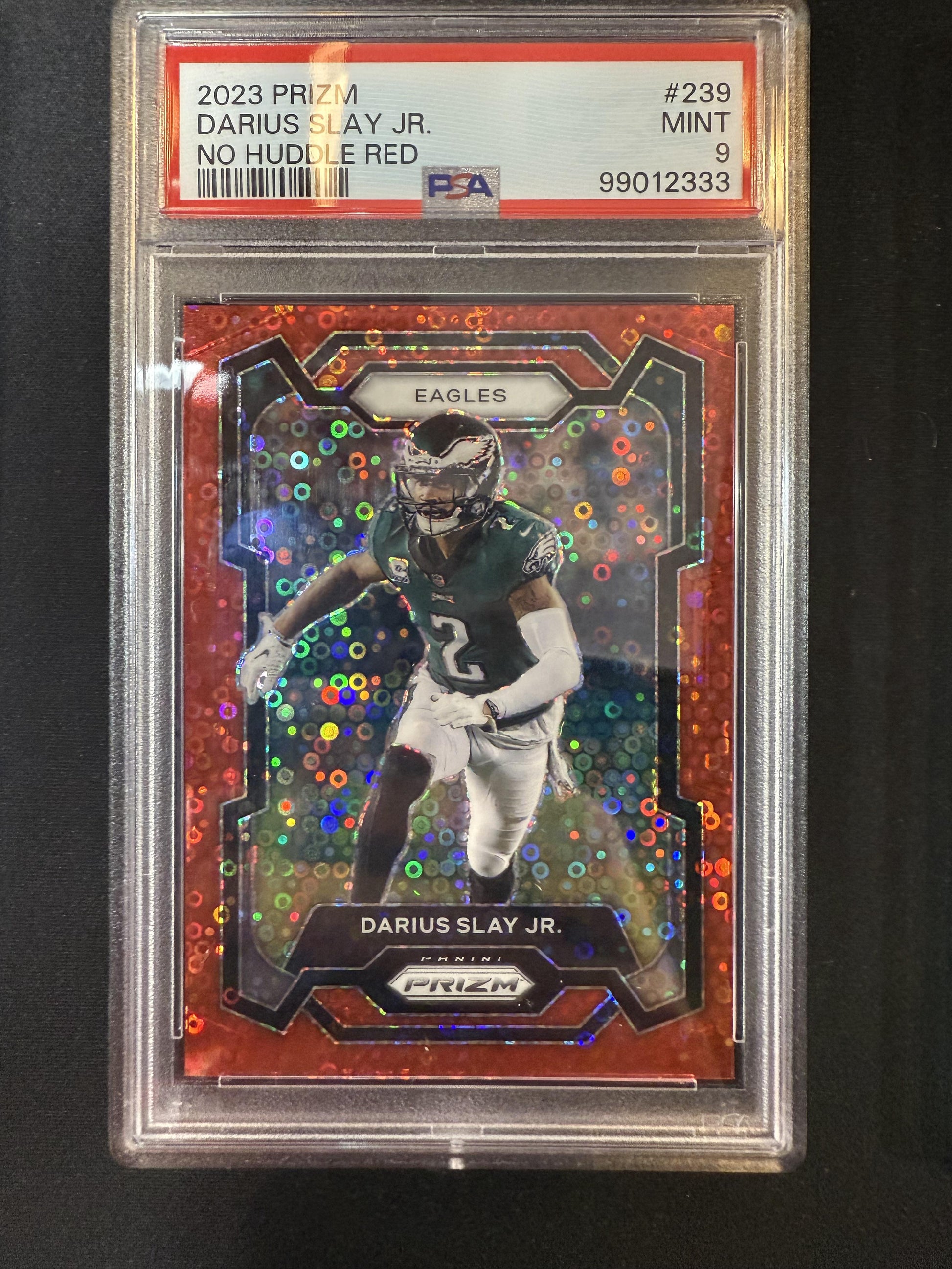 #239 Darius Slay Jr. 2023 Panini Prizm SN #/70 Philadelphia Eagles No Huddle Red
