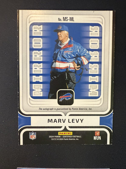 #MS-ML Marv Levy 2024 Panini Certified Auto /35 Bills Mirror Signatures Red