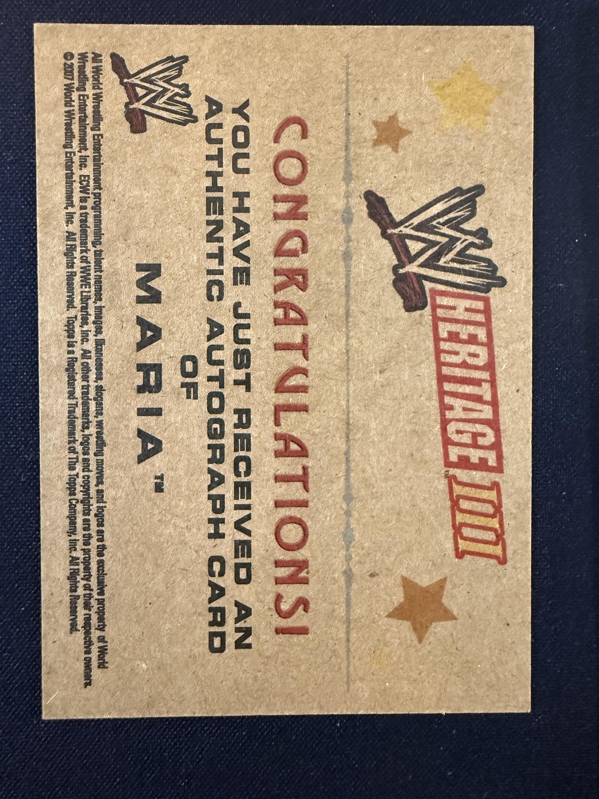 #NNO Maria 2007 Topps Heritage III WWE AU Auto sports Autographs