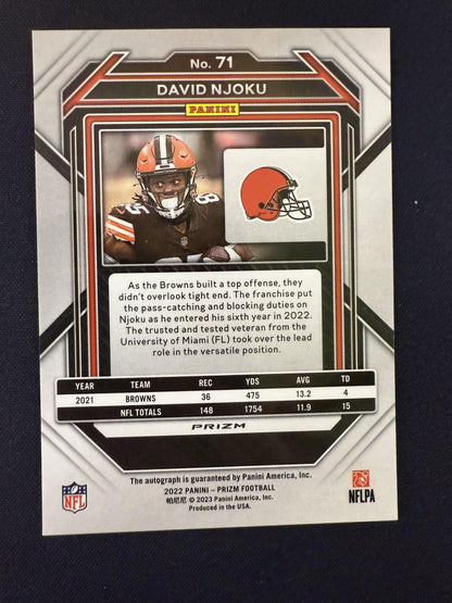 #71 David Njoku 2022 Panini Prizm AU Auto Cleveland Browns Autographs Silver