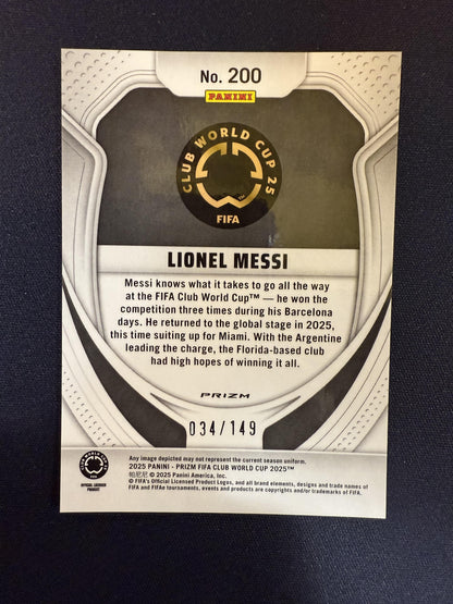 #200 Lionel Messi 2025 Panini Prizm FIFA Club /149 Inter Miami CF Blue Glitter