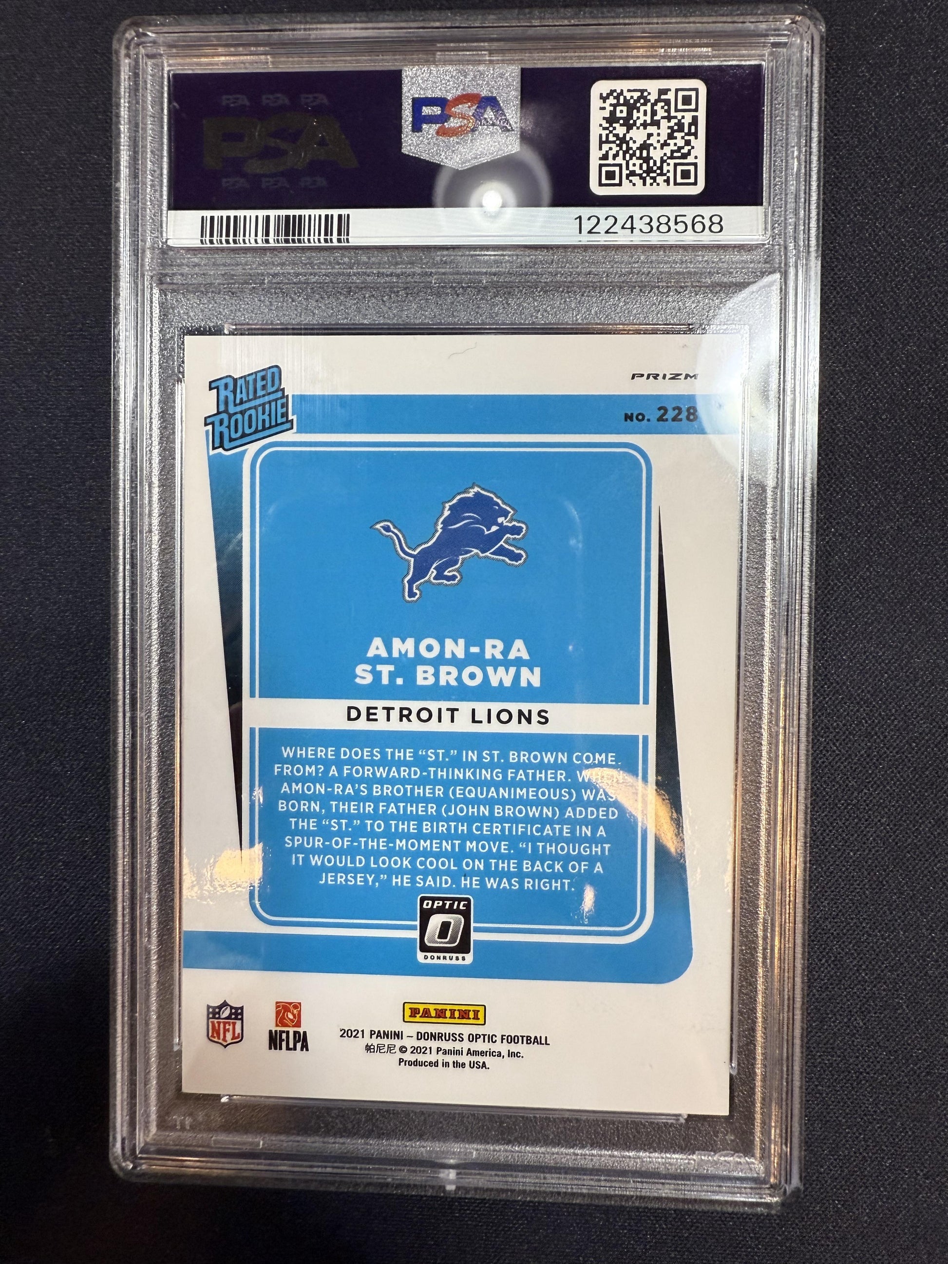 #228 Amon-Ra St. Brown 2021 Donruss Optic RC Rookie Detroit Lions Holo Variation