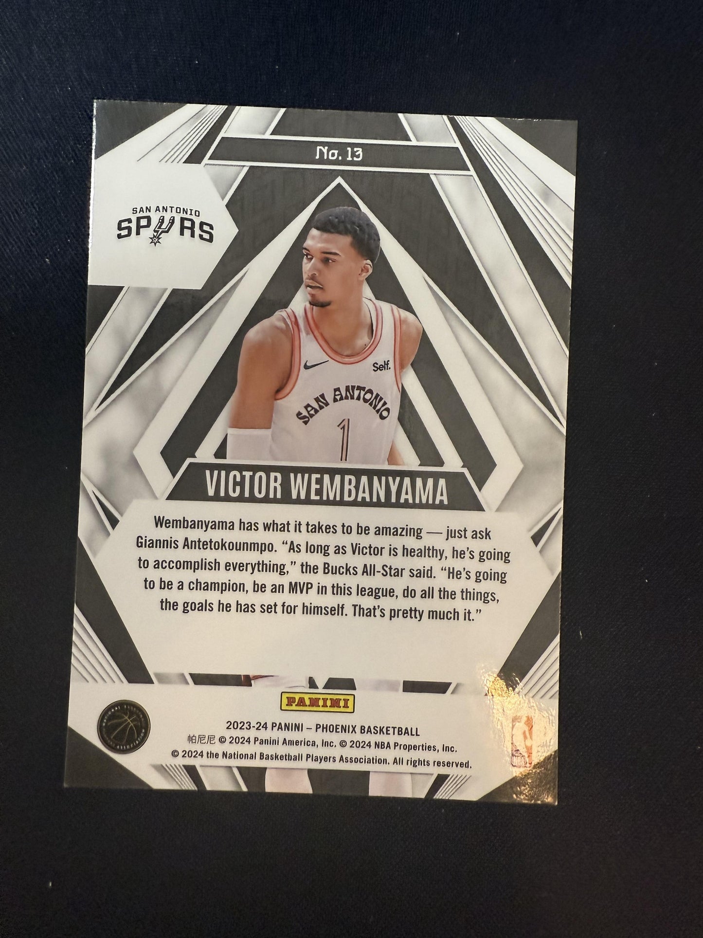 #13 Victor Wembanyama 2023-24 Panini Phoenix San Antonio Spurs Paragon Red Ice