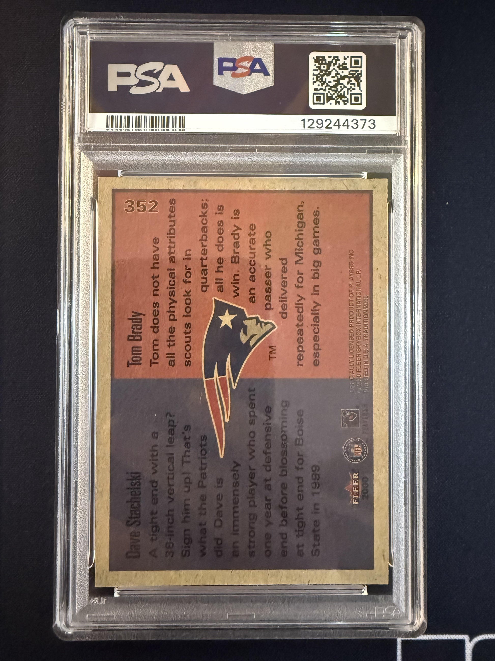 #352 Dave Stachelski / Tom Brady 2000 Fleer Tradition RC Rookie Patriots