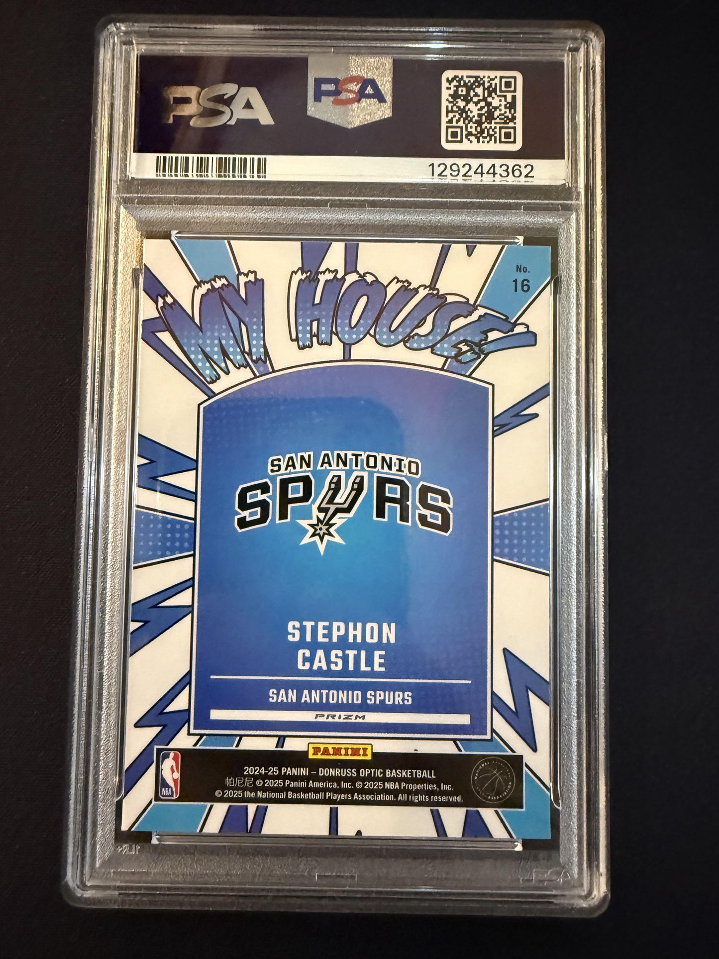 #16 Stephon Castle 2024-25 Donruss Optic San Antonio Spurs sports My House Holo