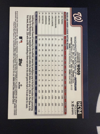 #HC94 James Wood 2025 Topps Holiday SN #/499 Washington Nationals sports Chrome