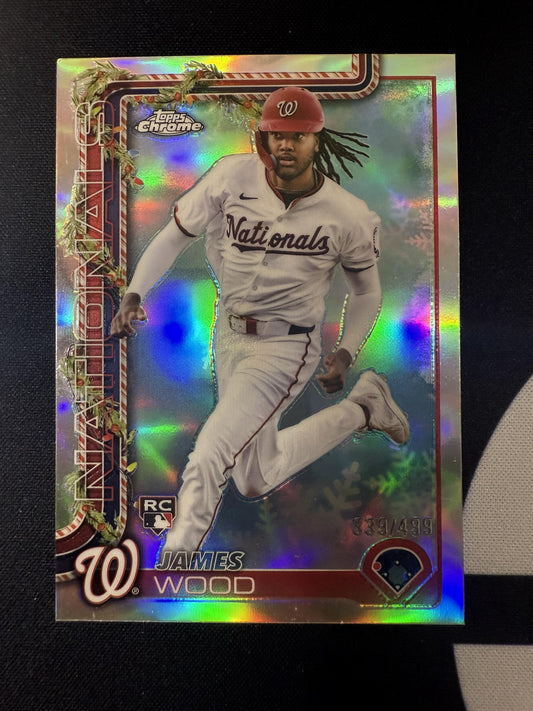 #HC94 James Wood 2025 Topps Holiday SN #/499 Washington Nationals sports Chrome
