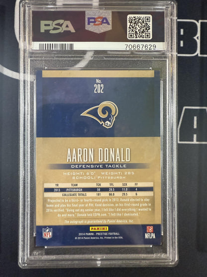 #202 Aaron Donald 2014 Panini Prestige RC,AU Rookie Auto  Rams Extra Points Blue