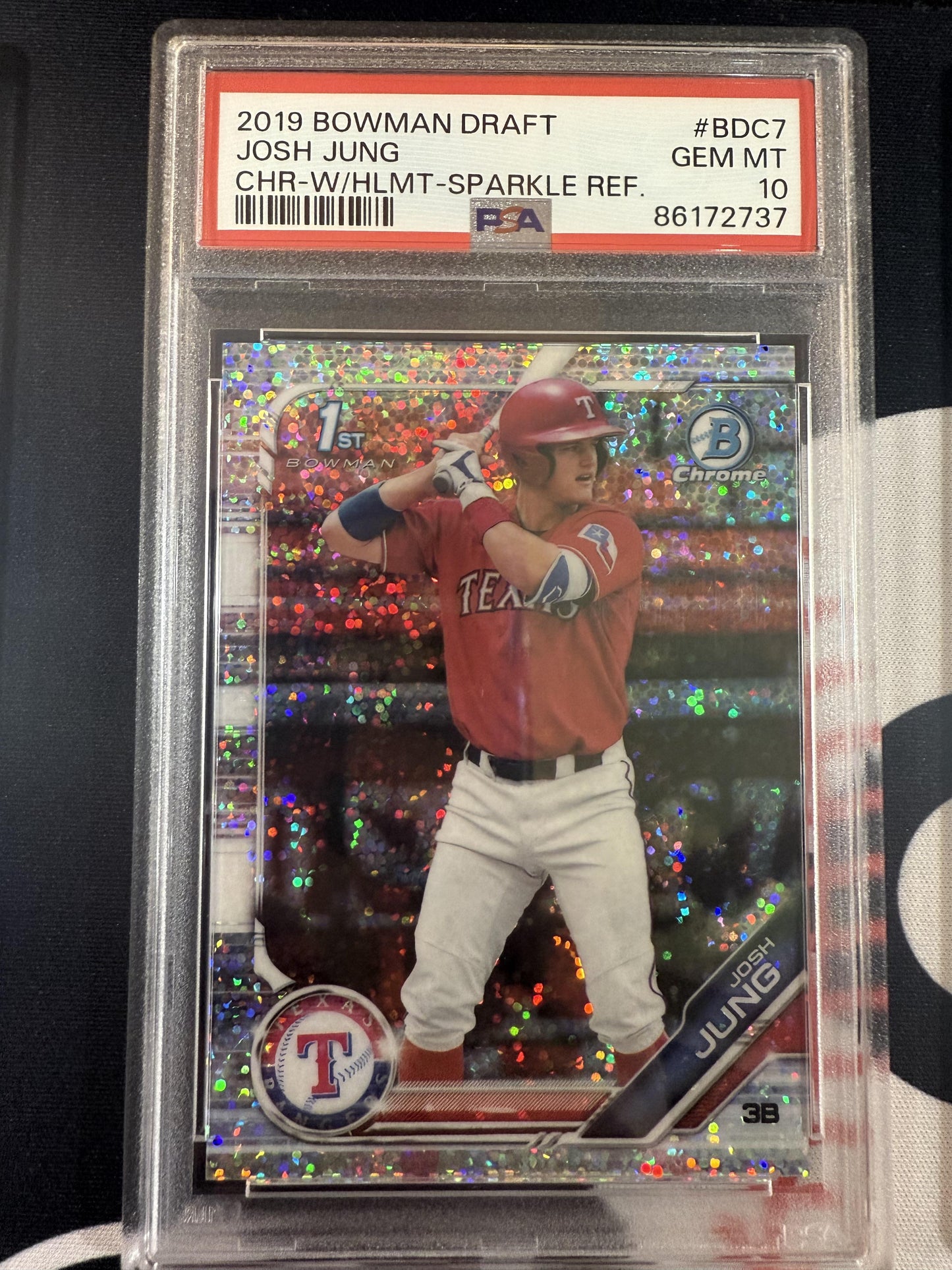 #BDC-7 Josh Jung 2019 Bowman Draft Texas Rangers sports Chrome Sparkle Refractor