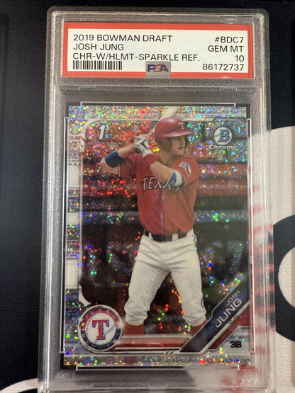 #BDC-7 Josh Jung 2019 Bowman Draft Texas Rangers sports Chrome Sparkle Refractor