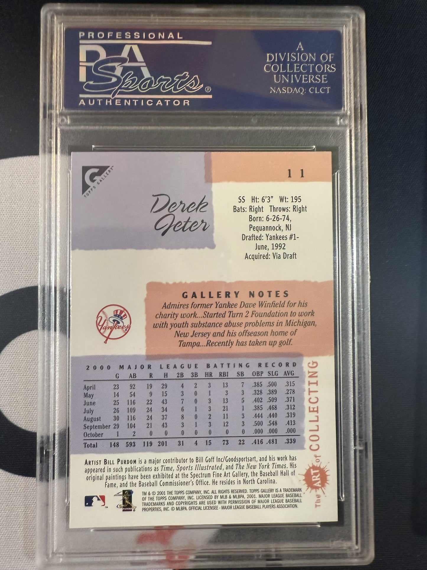 #11 Derek Jeter 2001 Topps Gallery New York Yankees sports